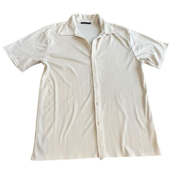 Positano Vintage Ribbed Button-Up Shirt - Made in USA - Men’s Short Sleeve - Picture 1 of 5